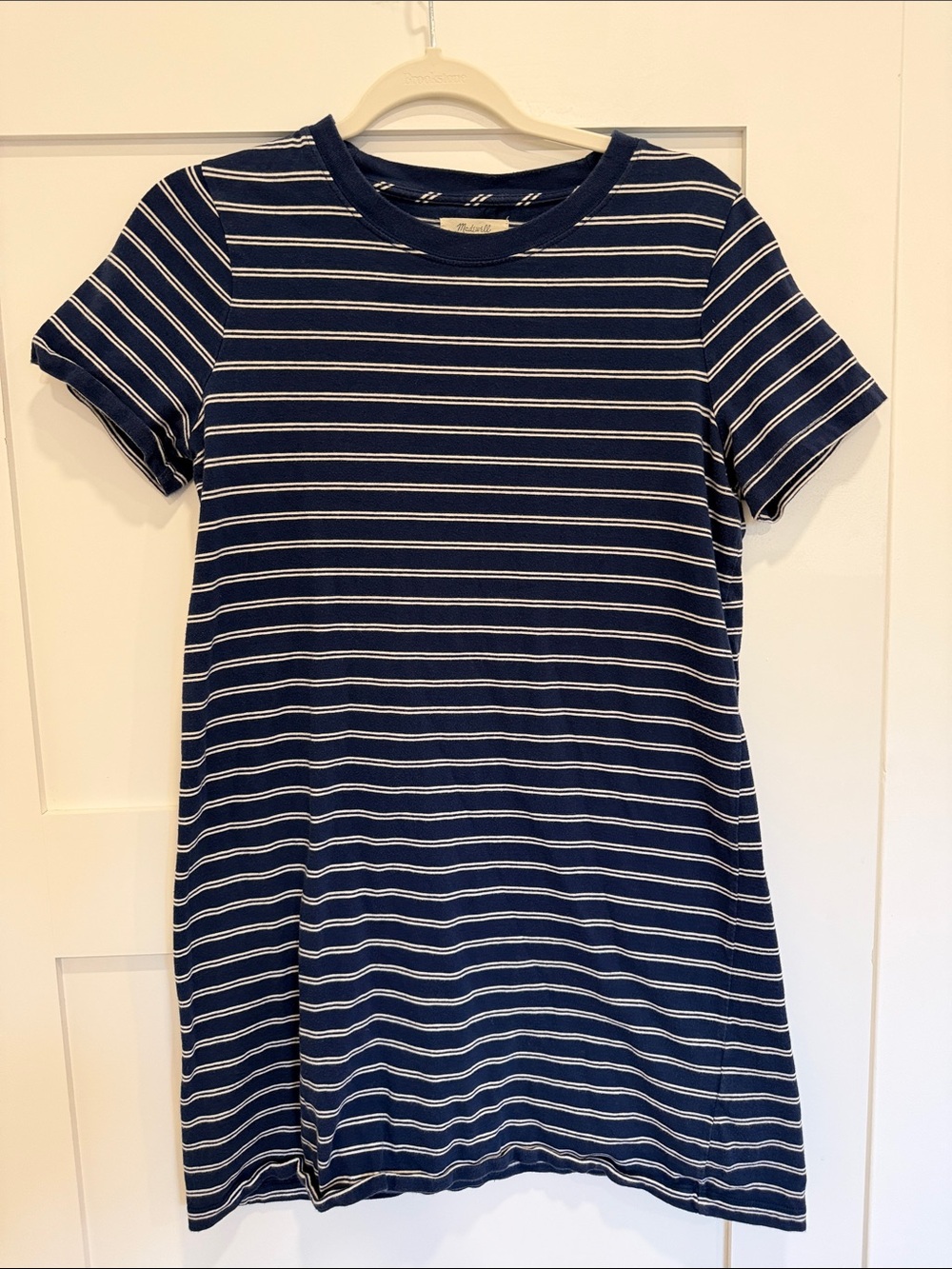 Madewell Navy & White Striped Crewneck T-Shirt Dress Size S